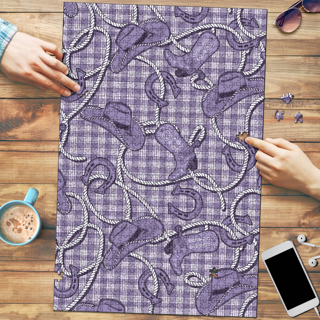 Purple Hawaii Palaka Cowboy Puzzle Hawaiian Paniolo Festival Spirit LT19 Purple - Polynesian Pride