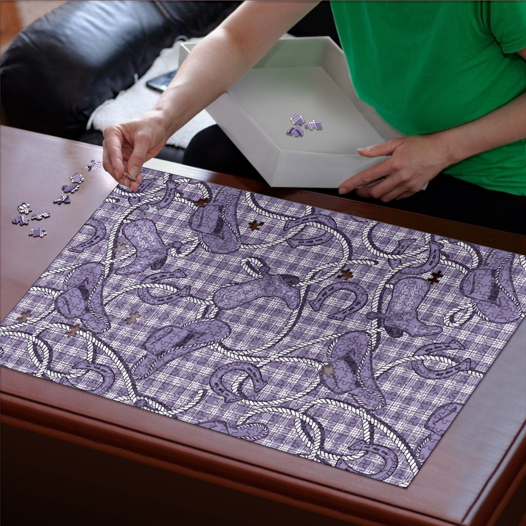 Purple Hawaii Palaka Cowboy Puzzle Hawaiian Paniolo Festival Spirit LT19 - Polynesian Pride