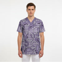 Purple Hawaii Palaka Cowboy Scrub Top Hawaiian Paniolo Festival Spirit LT19 - Polynesian Pride