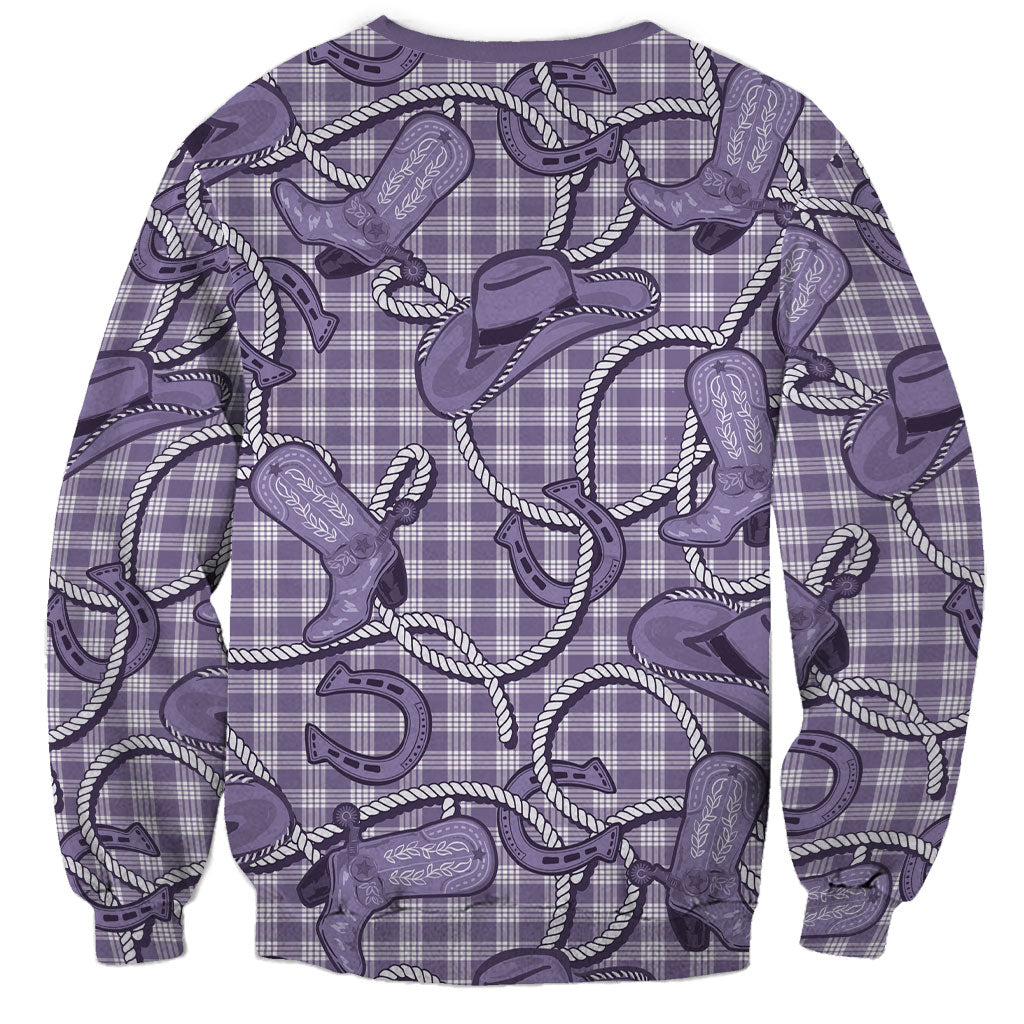 Purple Hawaii Palaka Cowboy Sweatshirt Hawaiian Paniolo Festival Spirit LT19 - Polynesian Pride