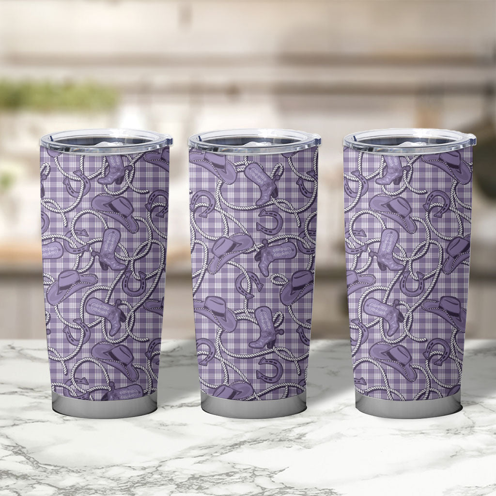 Purple Hawaii Palaka Cowboy Tumbler Cup Hawaiian Paniolo Festival Spirit LT19 - Polynesian Pride