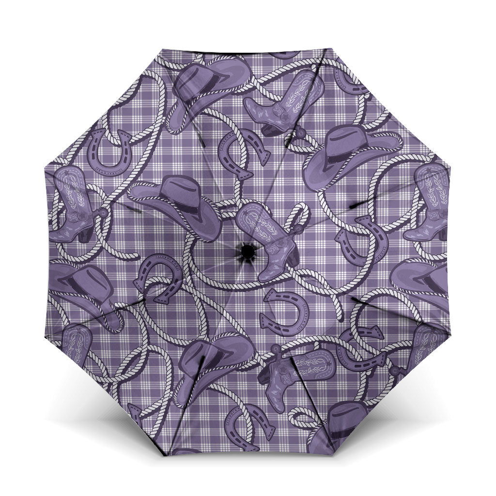 Purple Hawaii Palaka Cowboy Umbrella Hawaiian Paniolo Festival Spirit LT19 One Size Folded 11.42 inch Opened Diameter 37.4 inch Purple - Polynesian Pride