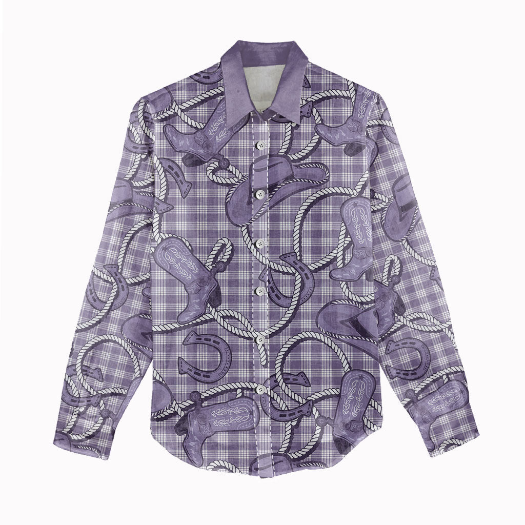 Purple Hawaii Palaka Cowboy Women Casual Shirt Hawaiian Paniolo Festival Spirit LT19 - Polynesian Pride