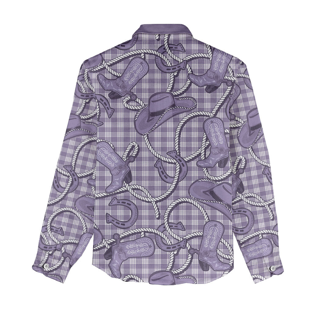 Purple Hawaii Palaka Cowboy Women Casual Shirt Hawaiian Paniolo Festival Spirit LT19 - Polynesian Pride