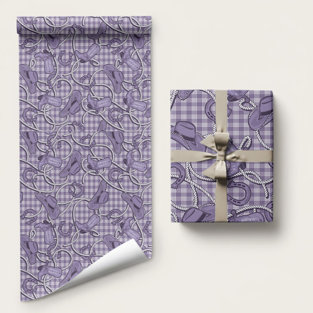 Purple Hawaii Palaka Cowboy Wrapping Paper Hawaiian Paniolo Festival Spirit