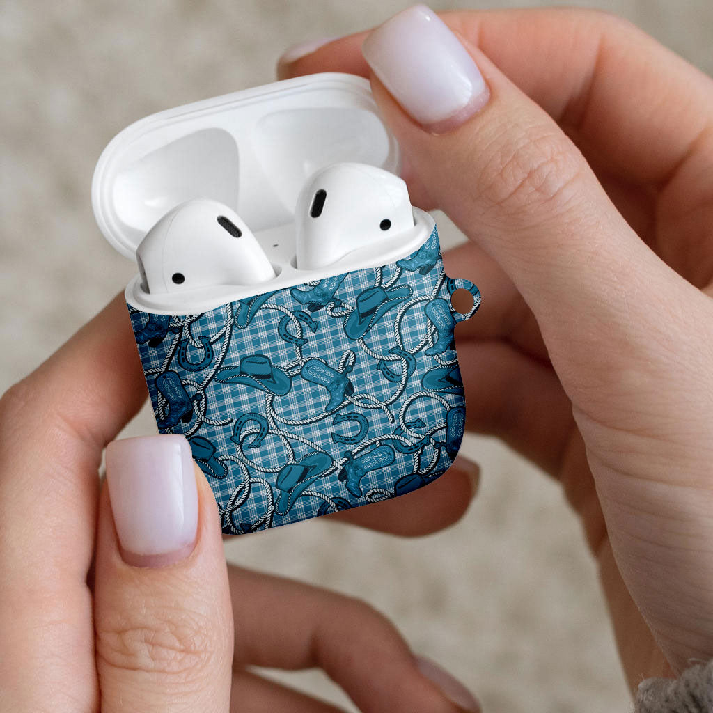 Blue Hawaii Palaka Cowboy AirPods Case Hawaiian Paniolo Festival Spirit LT19 - Polynesian Pride