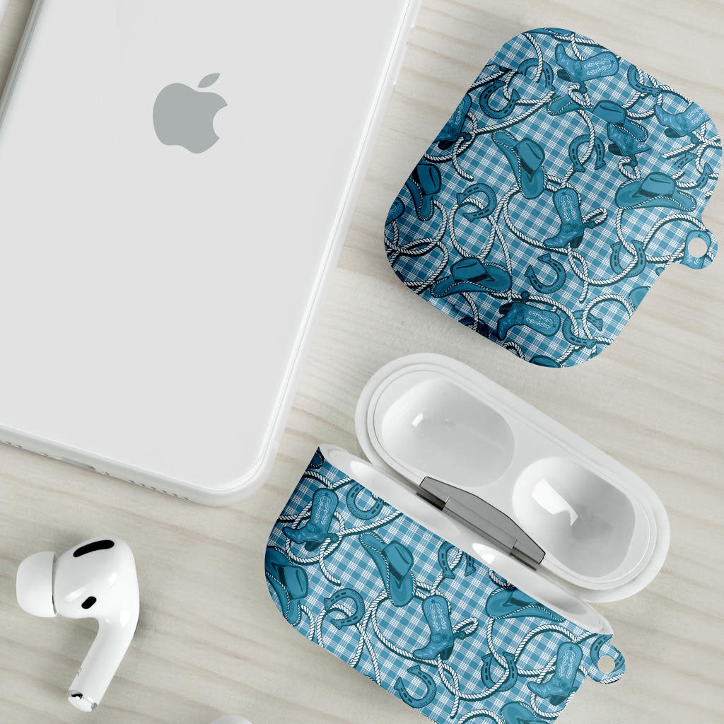 Blue Hawaii Palaka Cowboy AirPods Case Hawaiian Paniolo Festival Spirit LT19 - Polynesian Pride