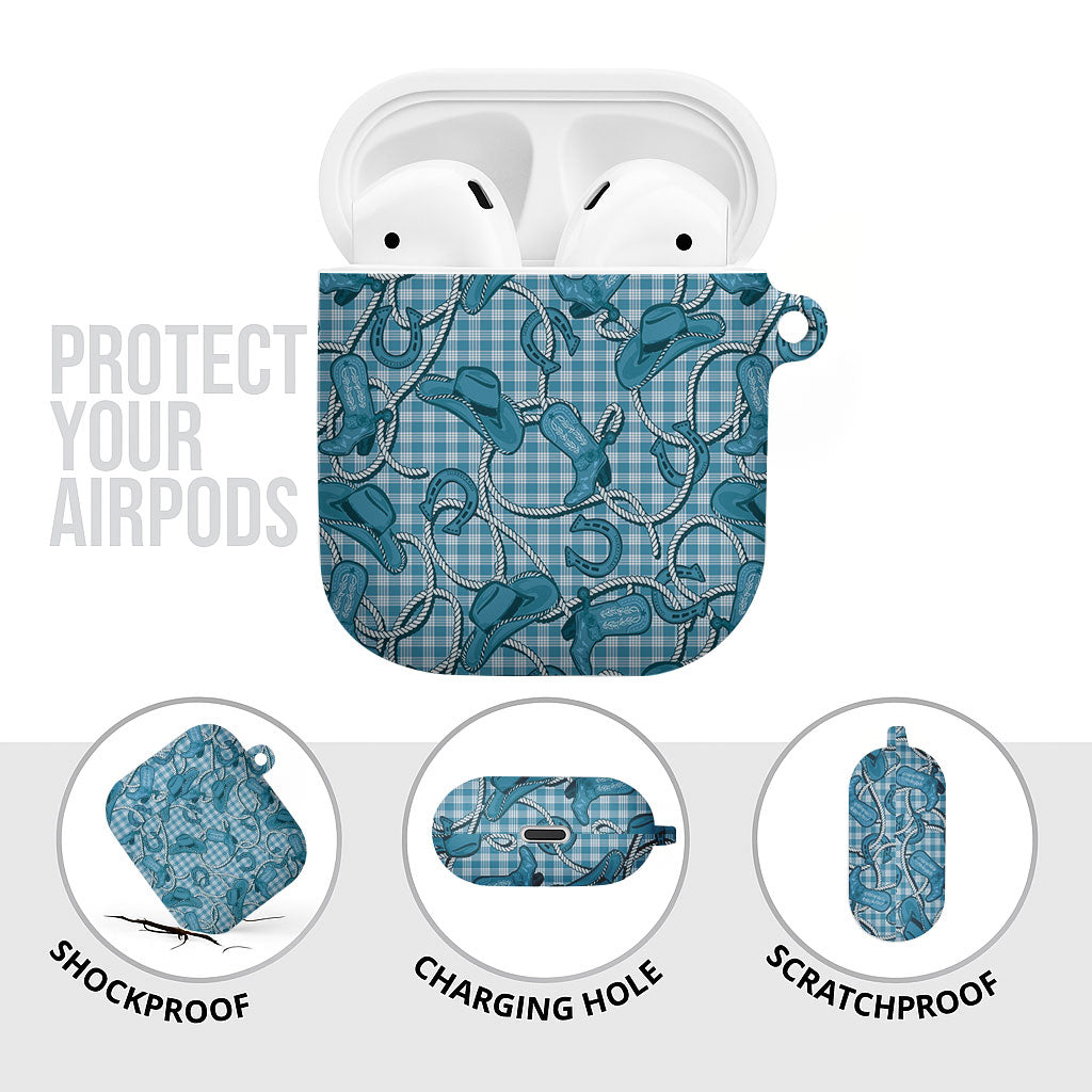 Blue Hawaii Palaka Cowboy AirPods Case Hawaiian Paniolo Festival Spirit LT19 - Polynesian Pride