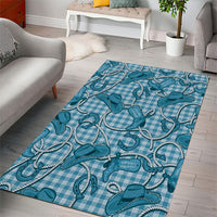 Blue Hawaii Palaka Cowboy Area Rug Hawaiian Paniolo Festival Spirit LT19 - Polynesian Pride