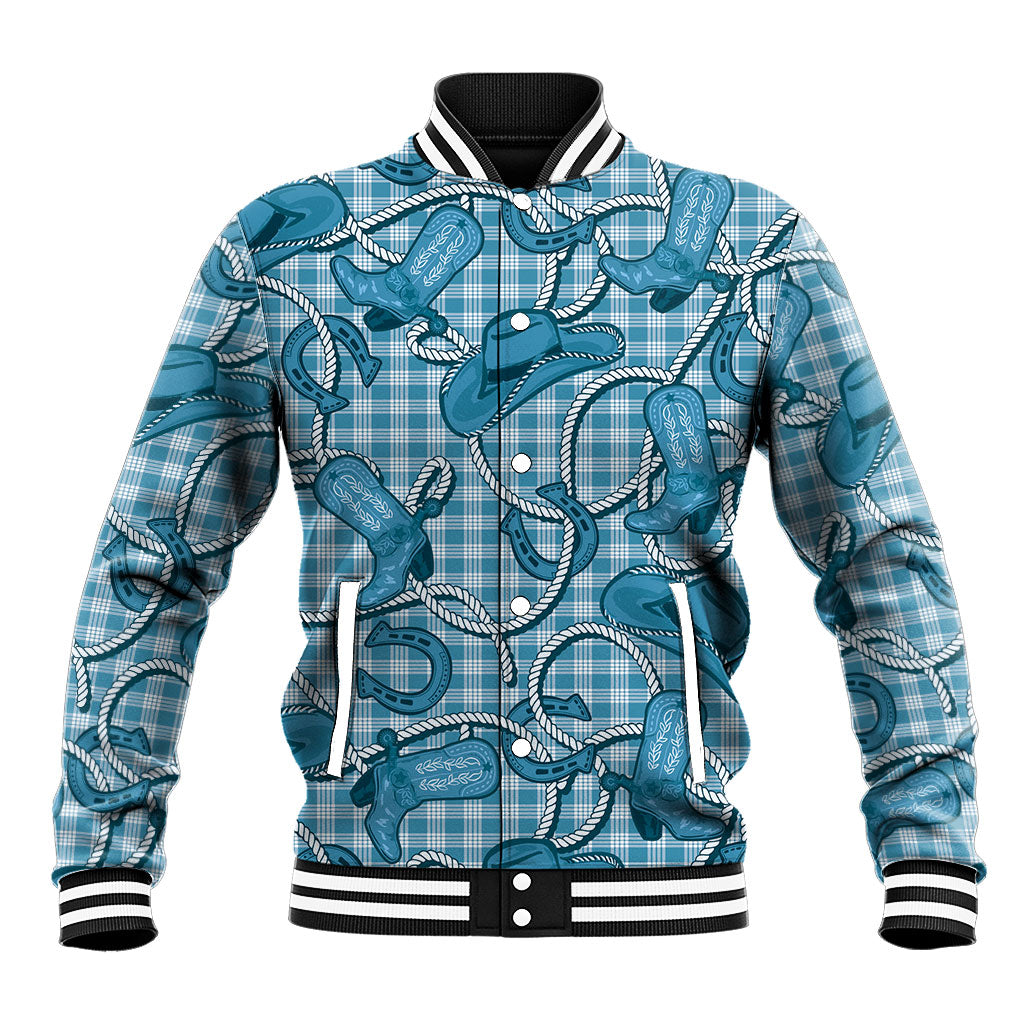 Blue Hawaii Palaka Cowboy Baseball Jacket Hawaiian Paniolo Festival Spirit