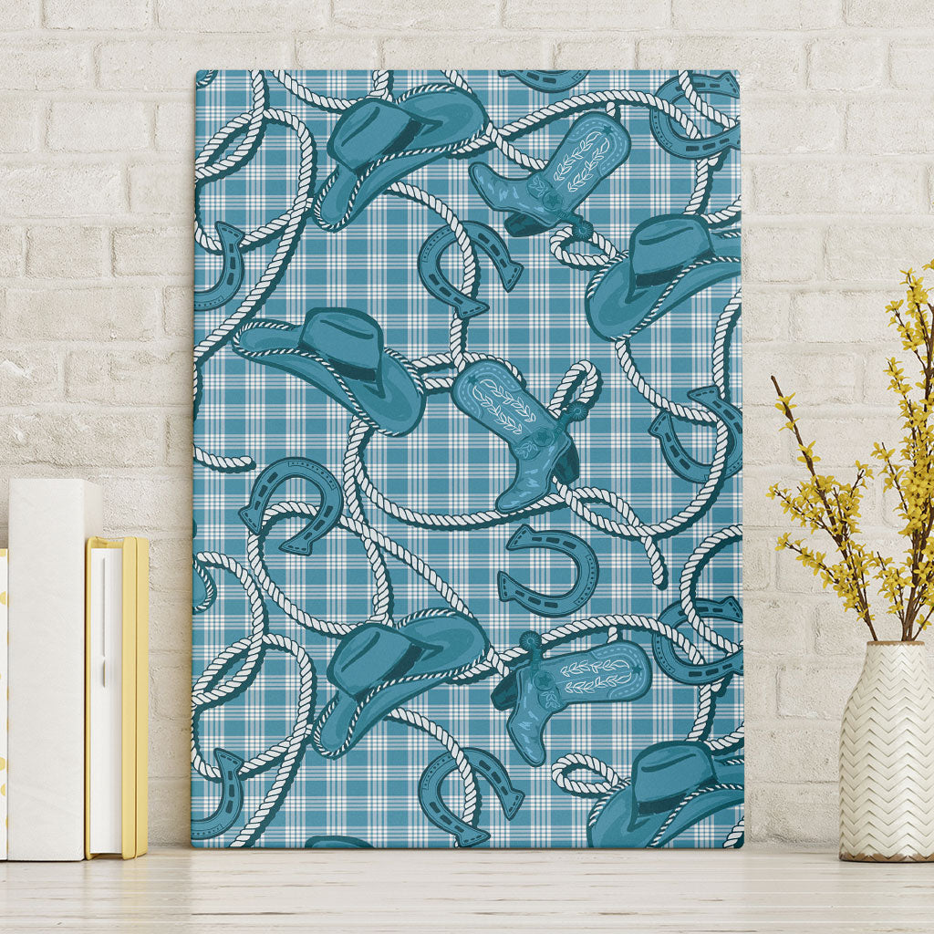 Blue Hawaii Palaka Cowboy Canvas Wall Art Hawaiian Paniolo Festival Spirit LT19 Without Frame Blue - Polynesian Pride
