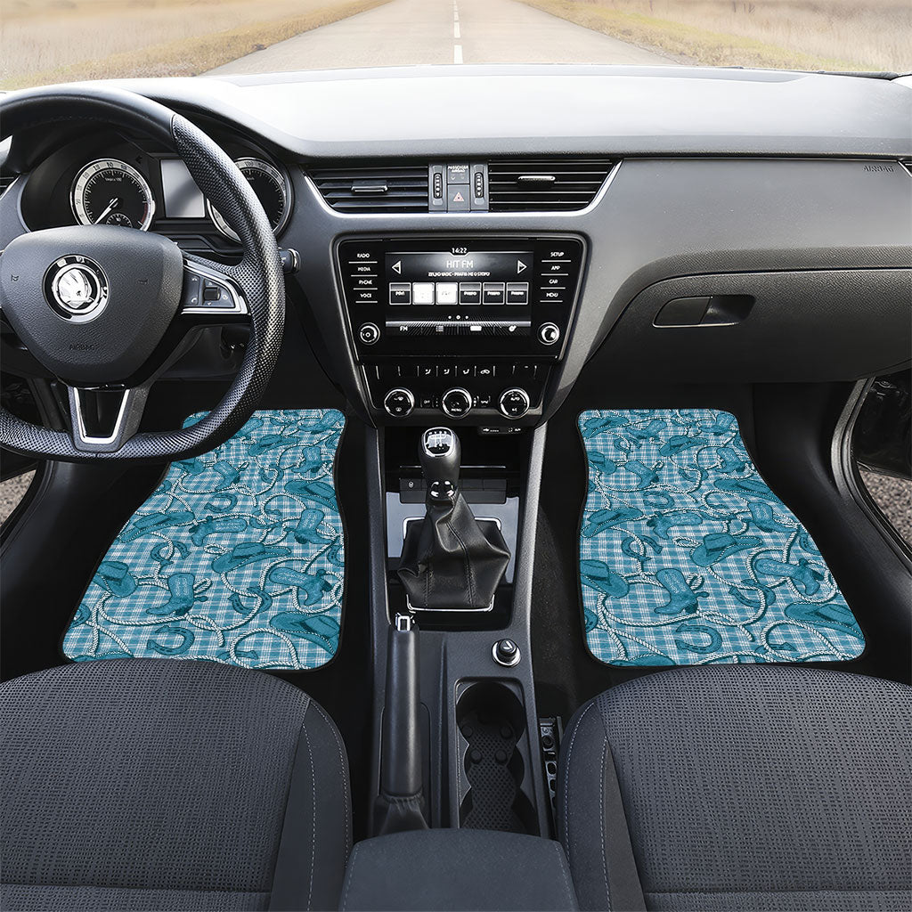 Blue Hawaii Palaka Cowboy Car Mats Hawaiian Paniolo Festival Spirit LT19 Set 2pcs - Front Blue - Polynesian Pride