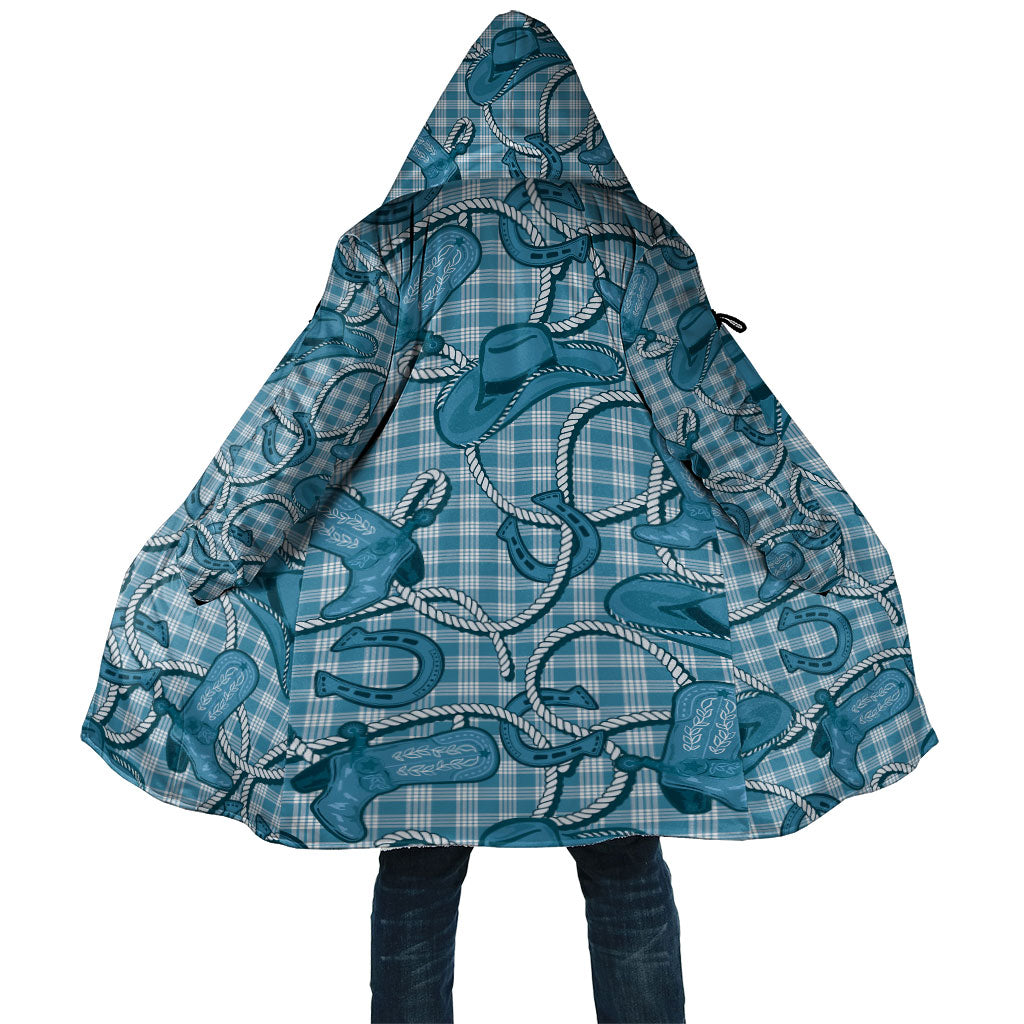 Blue Hawaii Palaka Cowboy Cloak Hawaiian Paniolo Festival Spirit LT19 Unisex Blue - Polynesian Pride