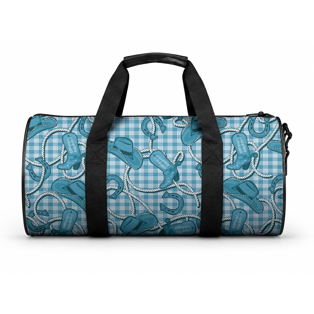 Blue Hawaii Palaka Cowboy Duffle Bag Hawaiian Paniolo Festival Spirit LT19 One size Blue - Polynesian Pride