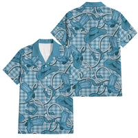 Blue Hawaii Palaka Cowboy Family Matching Puletasi and Hawaiian Shirt Hawaiian Paniolo Festival Spirit LT19 Dad's Shirt - Short Sleeve Blue - Polynesian Pride