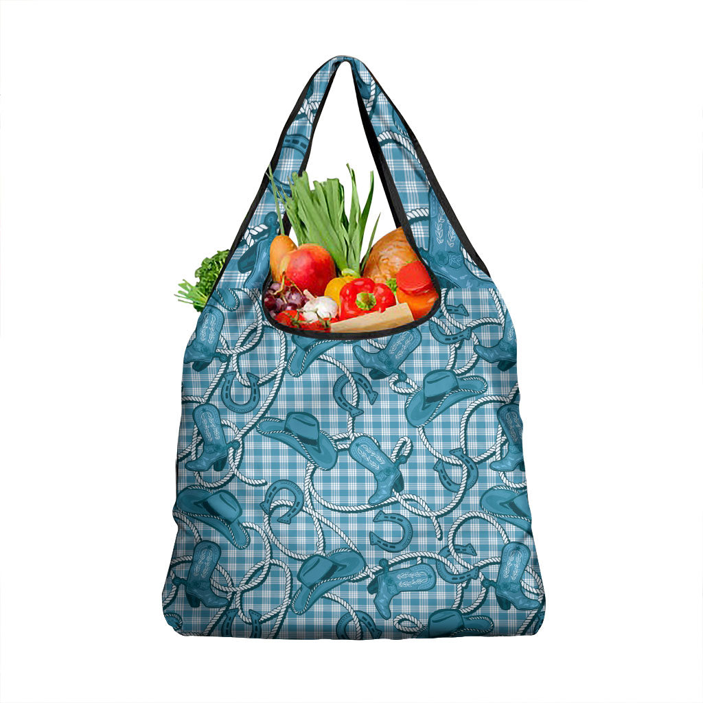 Blue Hawaii Palaka Cowboy Grocery Bag Hawaiian Paniolo Festival Spirit LT19 1-pack One Size Blue - Polynesian Pride