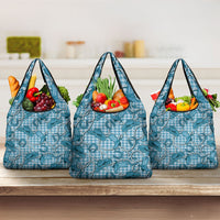 Blue Hawaii Palaka Cowboy Grocery Bag Hawaiian Paniolo Festival Spirit LT19 3-pack One Size Blue - Polynesian Pride