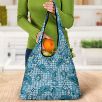 Blue Hawaii Palaka Cowboy Grocery Bag Hawaiian Paniolo Festival Spirit LT19 - Polynesian Pride