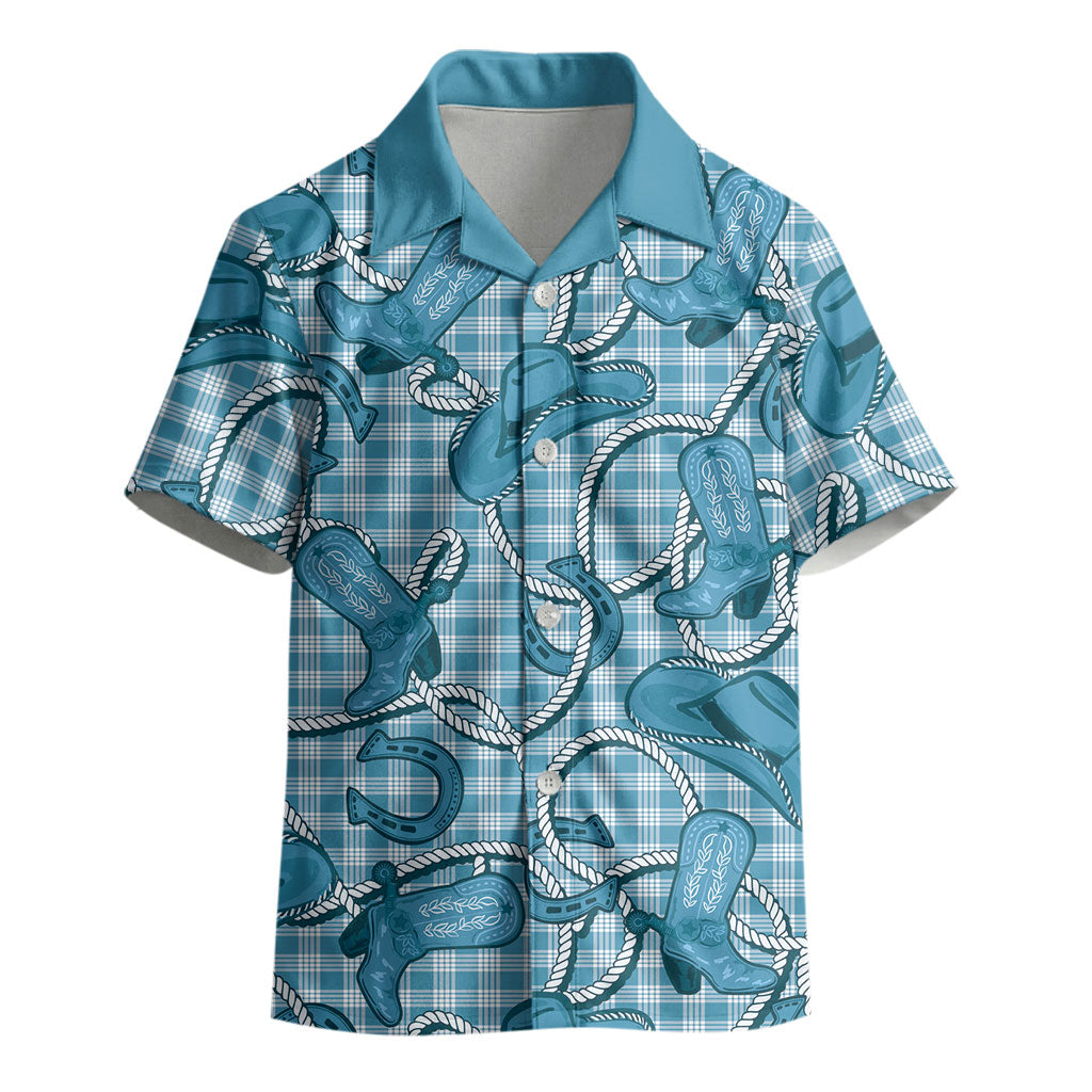 Blue Hawaii Palaka Cowboy Kid Hawaiian Shirt Hawaiian Paniolo Festival Spirit LT19 - Polynesian Pride