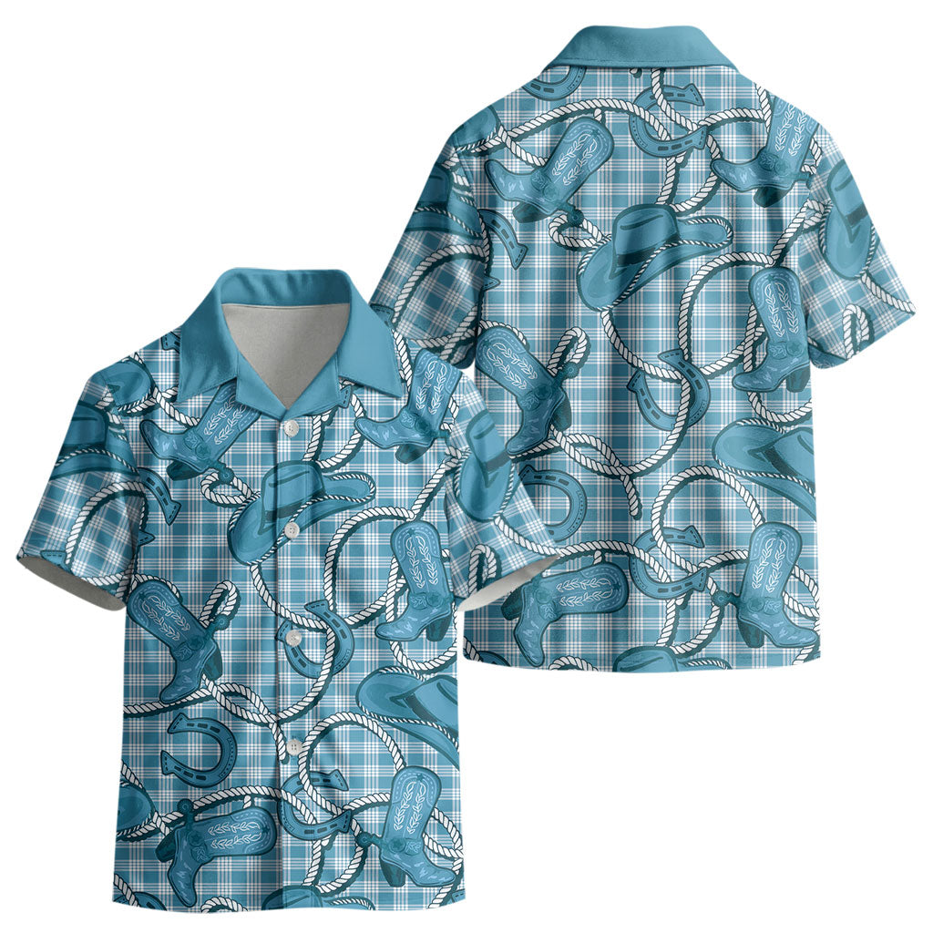 Blue Hawaii Palaka Cowboy Kid Hawaiian Shirt Hawaiian Paniolo Festival Spirit LT19 - Polynesian Pride