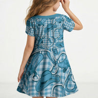 Blue Hawaii Palaka Cowboy Kid Short Sleeve Dress Hawaiian Paniolo Festival Spirit LT19 - Polynesian Pride