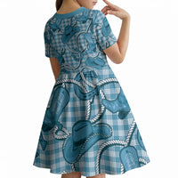Blue Hawaii Palaka Cowboy Kid Short Sleeve Dress Hawaiian Paniolo Festival Spirit LT19 - Polynesian Pride