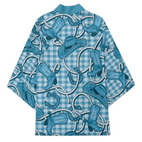 Blue Hawaii Palaka Cowboy Kimono Hawaiian Paniolo Festival Spirit LT19 - Polynesian Pride