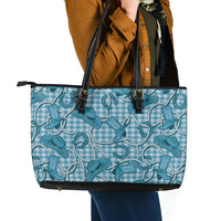 Blue Hawaii Palaka Cowboy Leather Tote Bag Hawaiian Paniolo Festival Spirit LT19 - Polynesian Pride