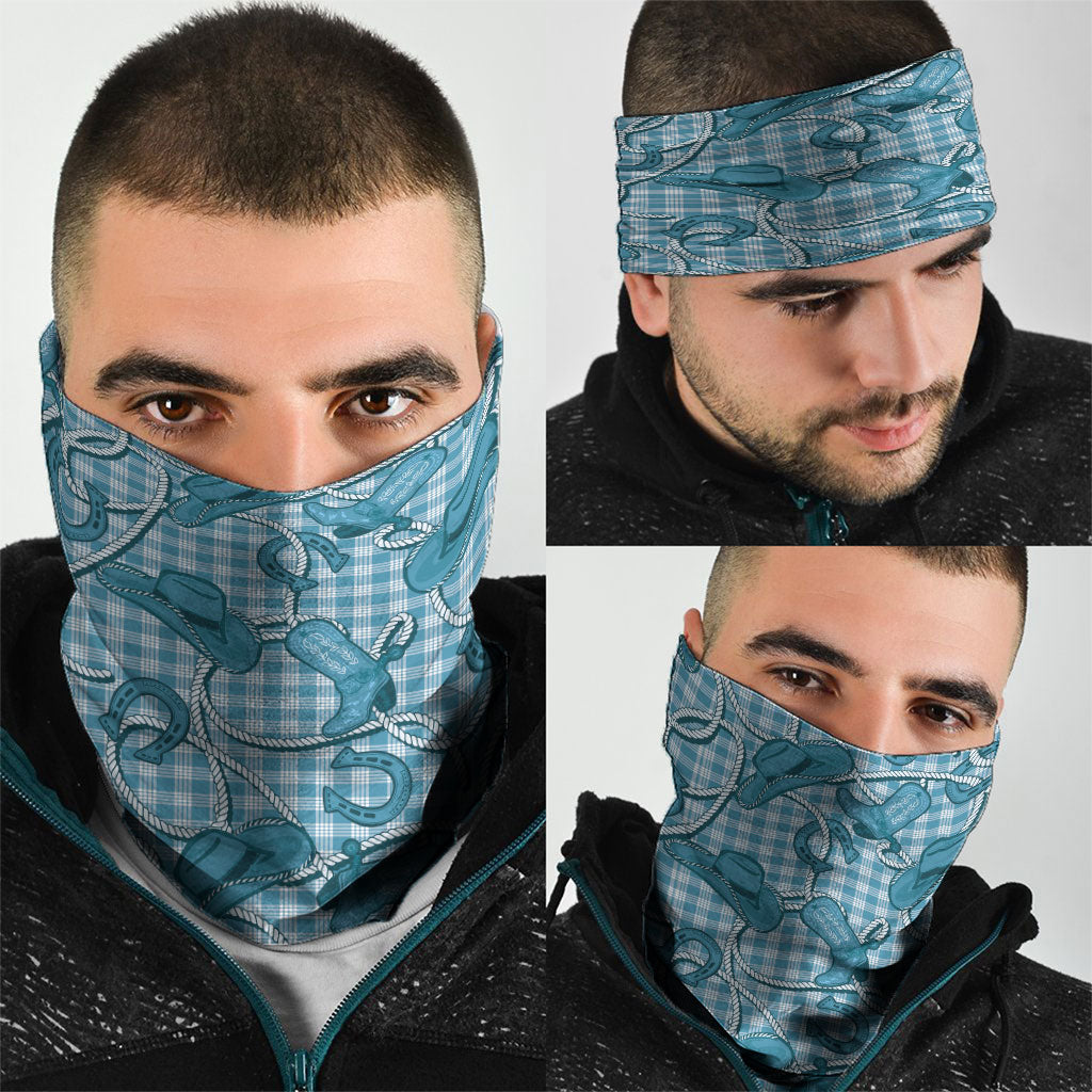 Blue Hawaii Palaka Cowboy Neck Gaiter Hawaiian Paniolo Festival Spirit LT19 - Polynesian Pride