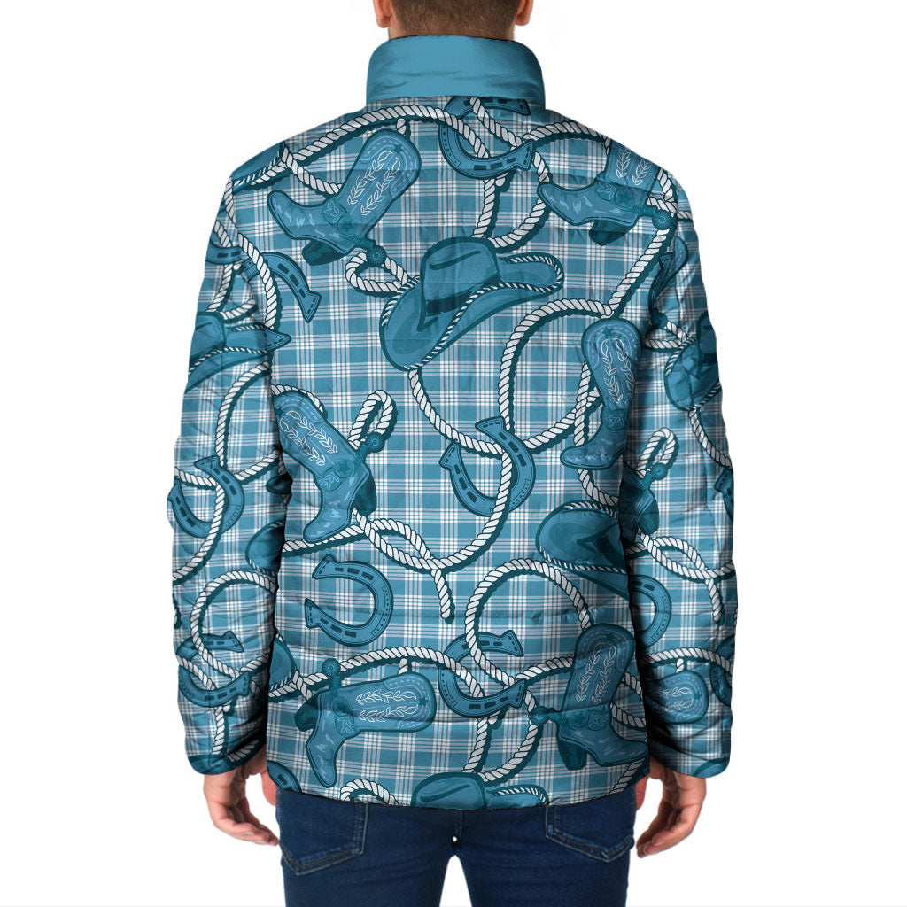 Blue Hawaii Palaka Cowboy Padded Jacket Hawaiian Paniolo Festival Spirit LT19 - Polynesian Pride