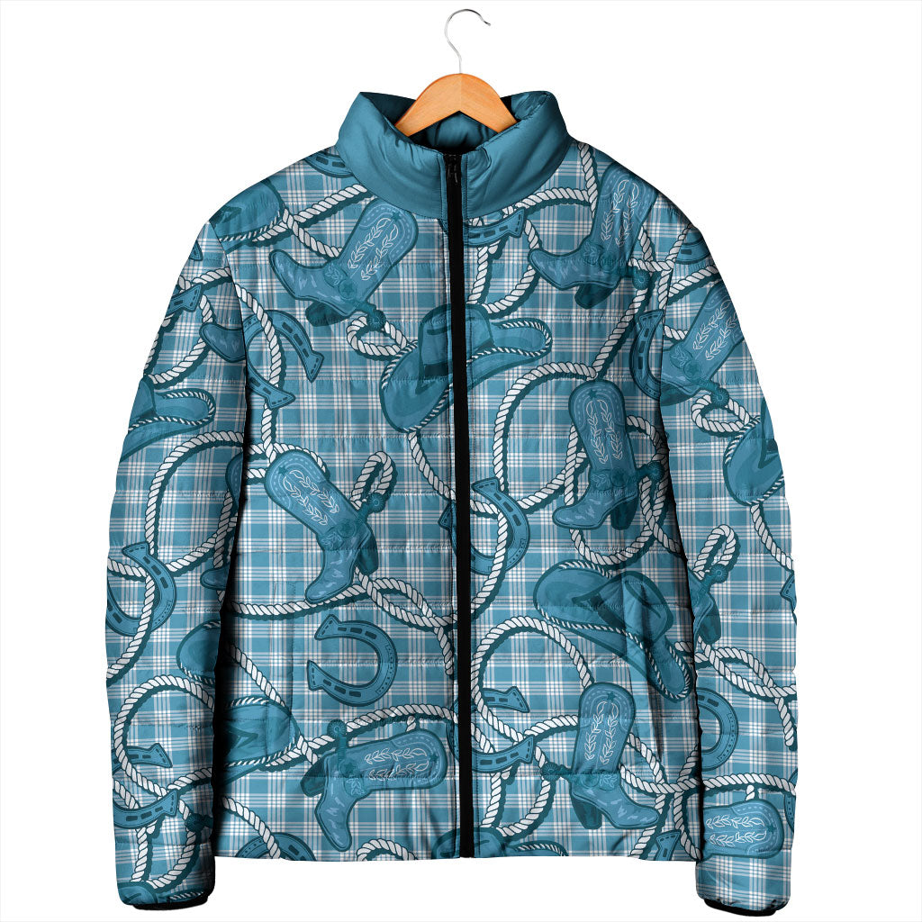 Blue Hawaii Palaka Cowboy Padded Jacket Hawaiian Paniolo Festival Spirit LT19 - Polynesian Pride