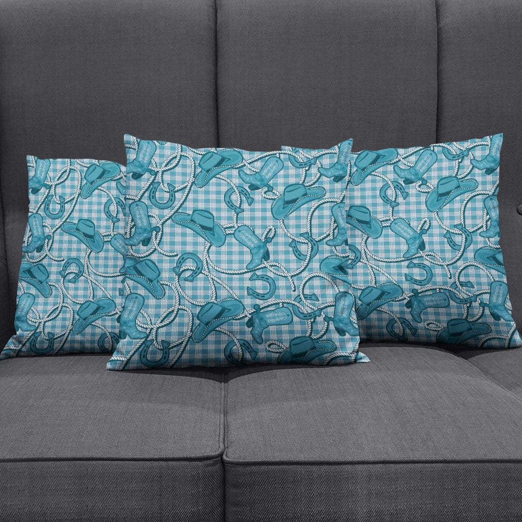 Blue Hawaii Palaka Cowboy Pillow Cover Hawaiian Paniolo Festival Spirit LT19 - Polynesian Pride