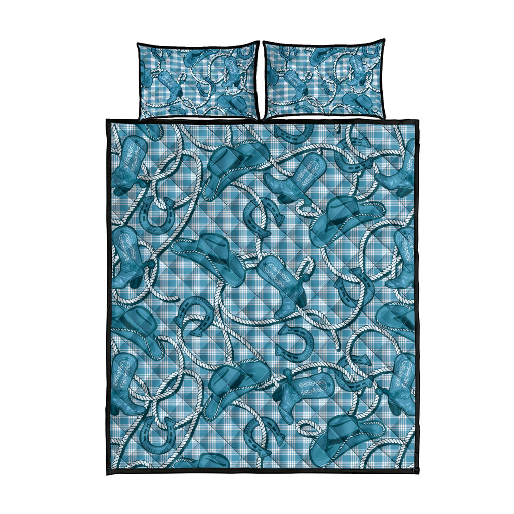 Blue Hawaii Palaka Cowboy Quilt Bed Set Hawaiian Paniolo Festival Spirit LT19 - Polynesian Pride
