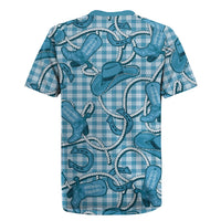 Blue Hawaii Palaka Cowboy Rugby Jersey Hawaiian Paniolo Festival Spirit LT19 - Polynesian Pride