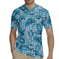 Blue Hawaii Palaka Cowboy Rugby Jersey Hawaiian Paniolo Festival Spirit LT19 - Polynesian Pride