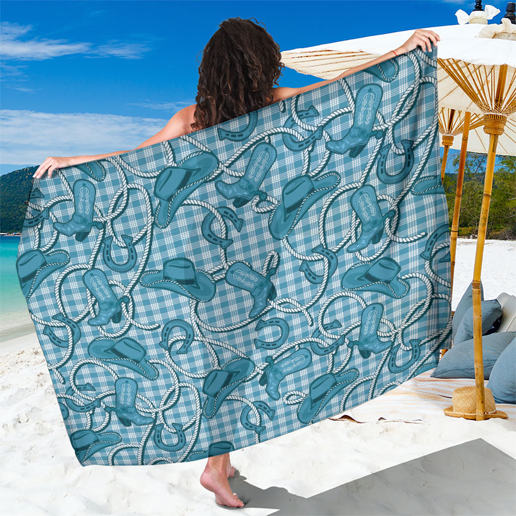 Blue Hawaii Palaka Cowboy Sarong Hawaiian Paniolo Festival Spirit LT19 One Size 44 x 66 inches Blue - Polynesian Pride
