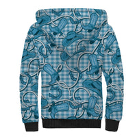 Blue Hawaii Palaka Cowboy Sherpa Hoodie Hawaiian Paniolo Festival Spirit LT19 - Polynesian Pride