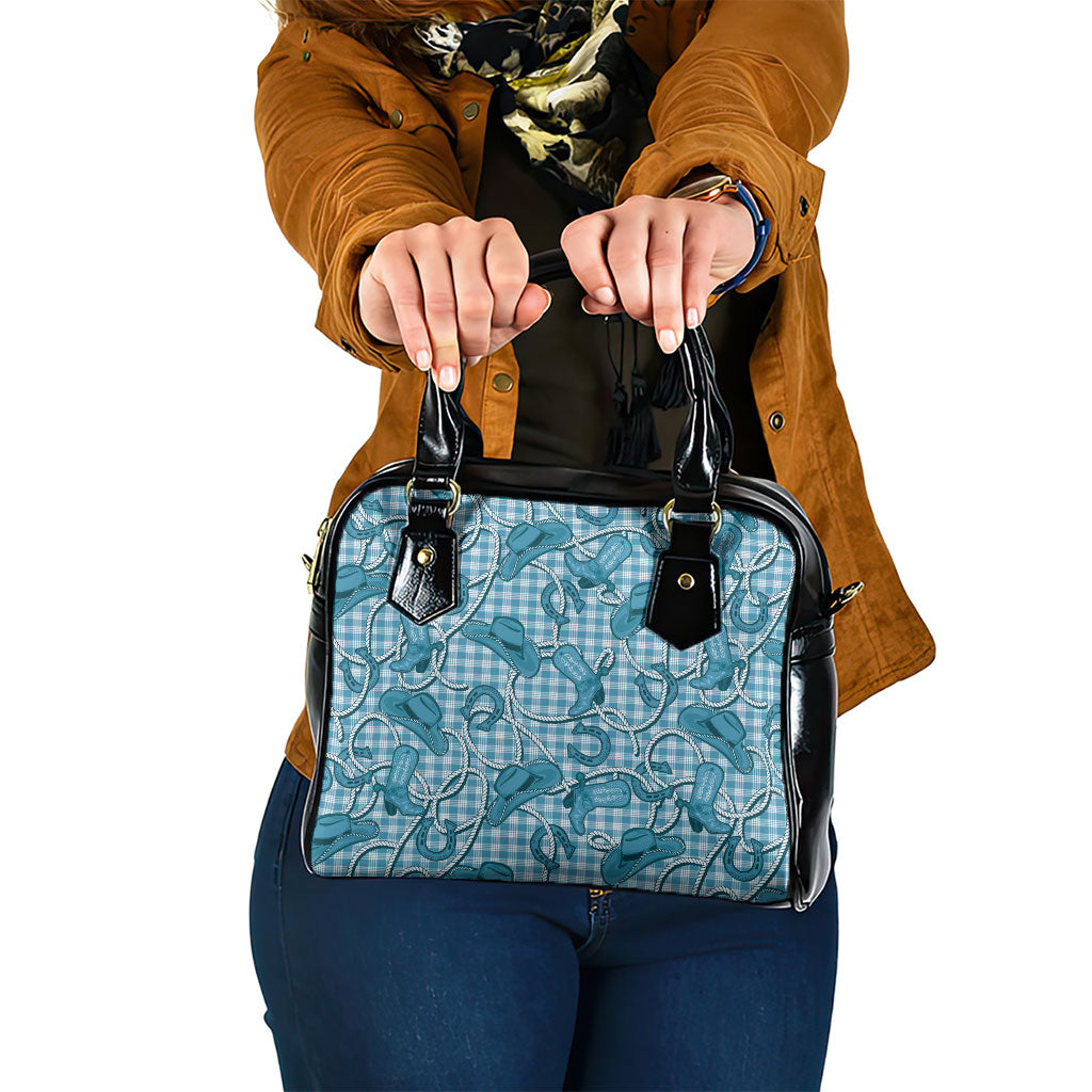 Blue Hawaii Palaka Cowboy Shoulder Handbag Hawaiian Paniolo Festival Spirit