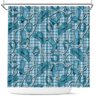 Blue Hawaii Palaka Cowboy Shower Curtain Hawaiian Paniolo Festival Spirit LT19 Blue - Polynesian Pride