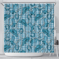 Blue Hawaii Palaka Cowboy Shower Curtain Hawaiian Paniolo Festival Spirit LT19 - Polynesian Pride
