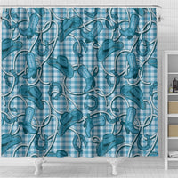 Blue Hawaii Palaka Cowboy Shower Curtain Hawaiian Paniolo Festival Spirit LT19 - Polynesian Pride