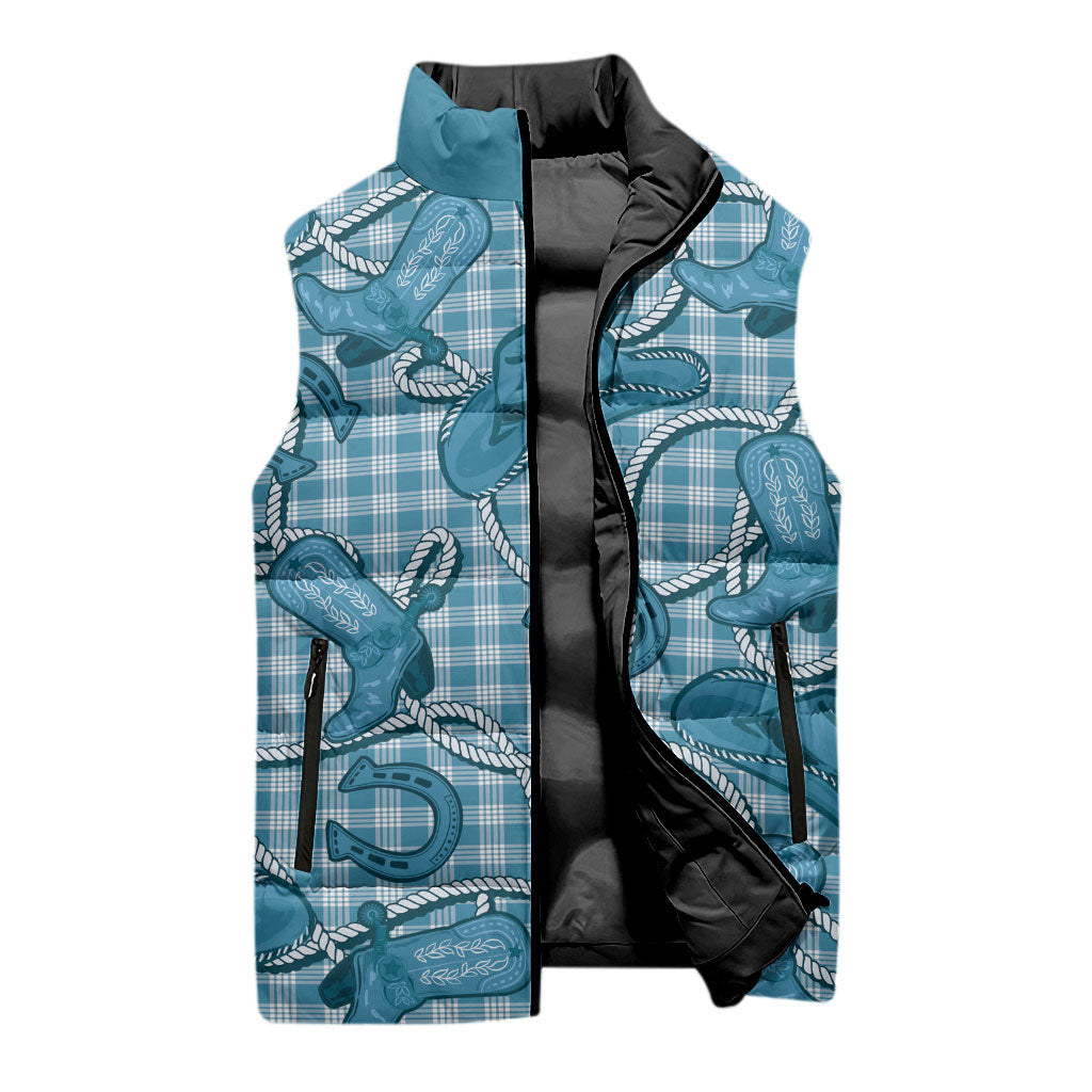 Blue Hawaii Palaka Cowboy Sleeveless Puffer Jacket Hawaiian Paniolo Festival Spirit LT19 - Polynesian Pride