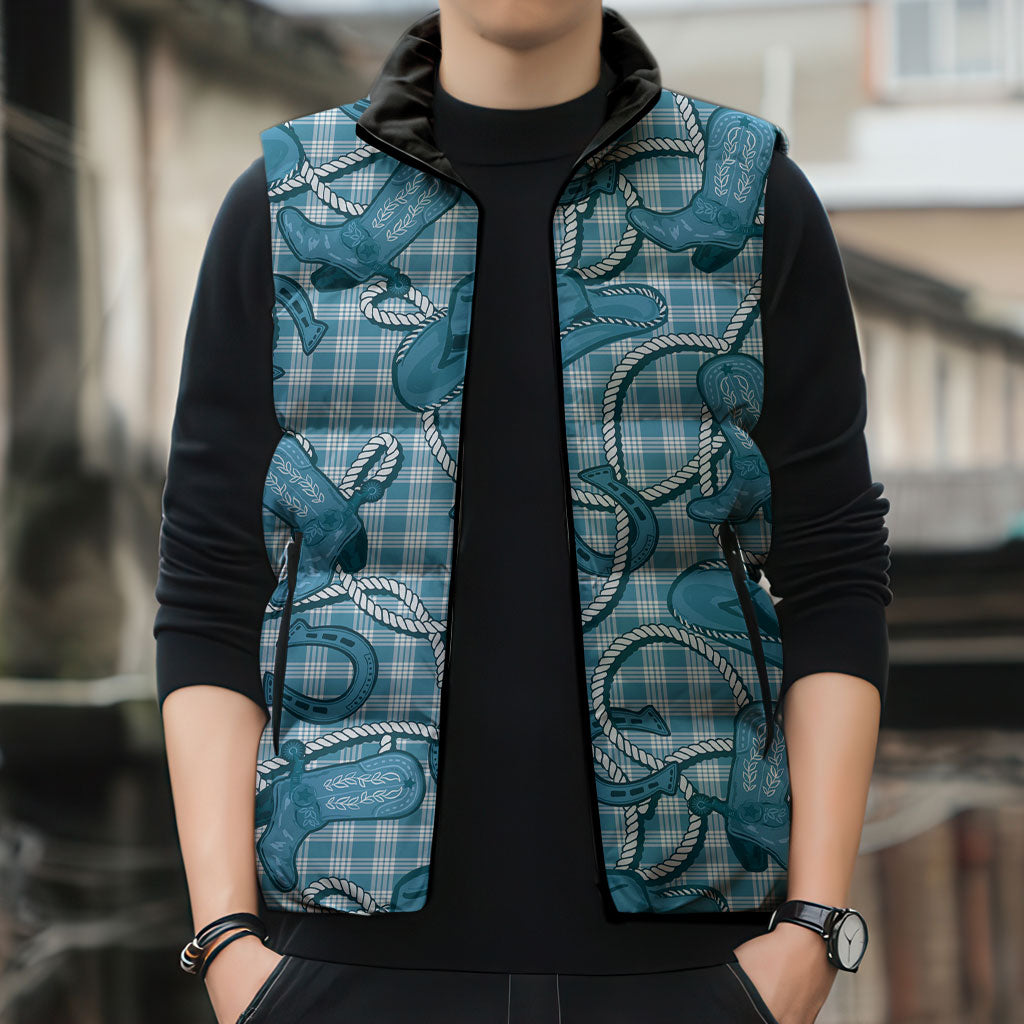 Blue Hawaii Palaka Cowboy Sleeveless Puffer Jacket Hawaiian Paniolo Festival Spirit LT19 - Polynesian Pride