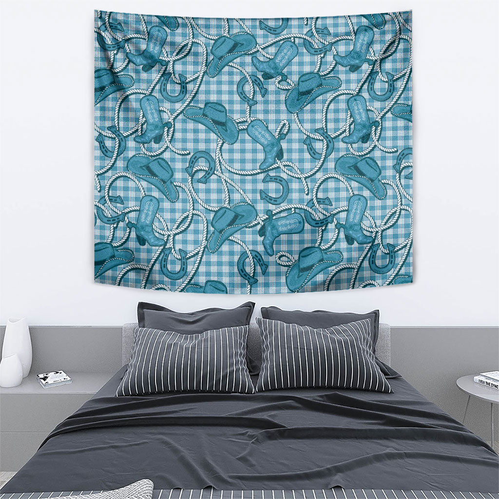 Blue Hawaii Palaka Cowboy Tapestry Hawaiian Paniolo Festival Spirit LT19 - Polynesian Pride