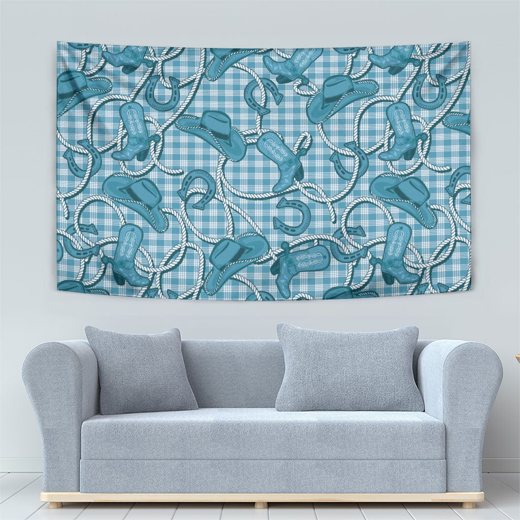 Blue Hawaii Palaka Cowboy Tapestry Hawaiian Paniolo Festival Spirit LT19 - Polynesian Pride