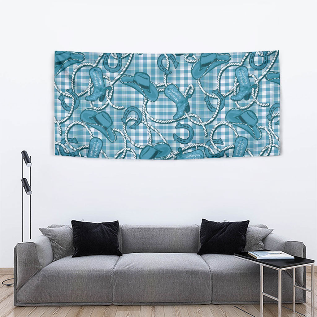 Blue Hawaii Palaka Cowboy Tapestry Hawaiian Paniolo Festival Spirit LT19 - Polynesian Pride