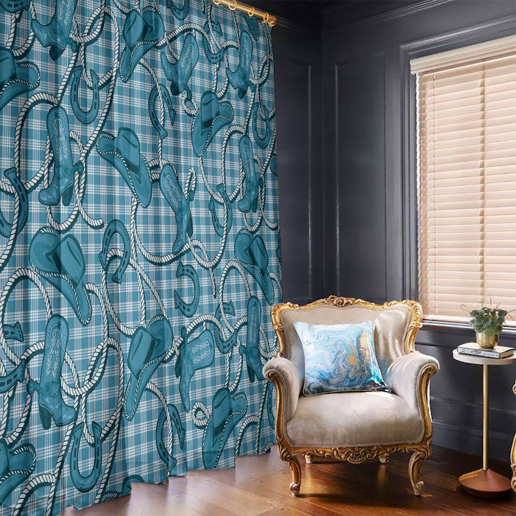 Blue Hawaii Palaka Cowboy Window Curtain Hawaiian Paniolo Festival Spirit LT19 - Polynesian Pride