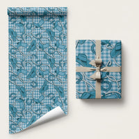 Blue Hawaii Palaka Cowboy Wrapping Paper Hawaiian Paniolo Festival Spirit LT19 58" × 23" Blue - Polynesian Pride