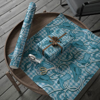 Blue Hawaii Palaka Cowboy Wrapping Paper Hawaiian Paniolo Festival Spirit LT19 - Polynesian Pride