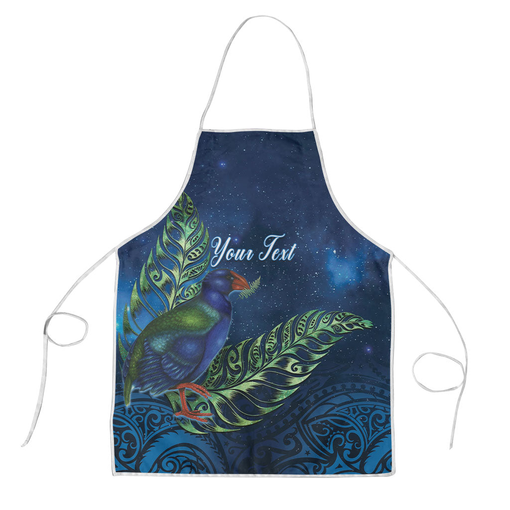 New Zealand Takahe Personalised Apron Silver Fern Galaxy Polynesian Pattern